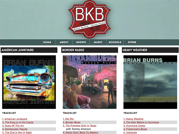 Brian Burns Music Website