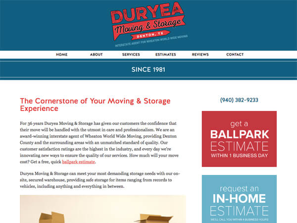 Duryea Moving & Storage Website