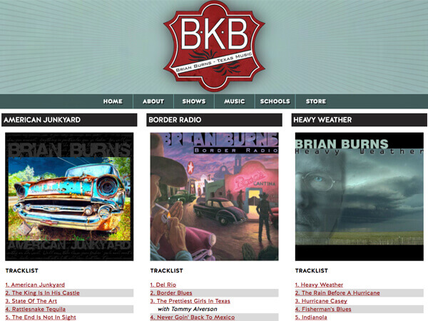 Brian Burns Music - Band Websites