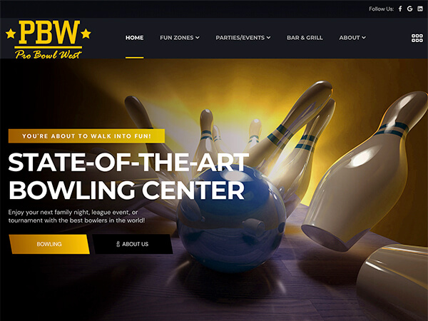 Pro Bowl West - Bowling Alley Websites